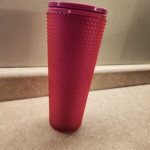 Starbucks Ruby Red Pink Studded 24 oz Tumbler 2023 New No Straw